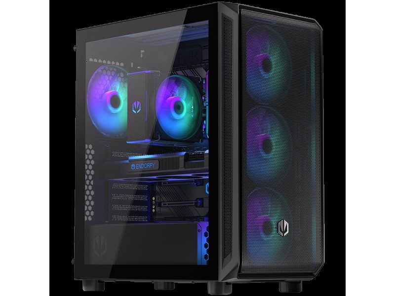 Endorfy Arx 500 ARGB, Mid-Tower, ATX/mATX/mITX, 2x USB-A (3.1 GEN 1), 1x Audio/1x Mic, 4x STRATUS 140 PWM fans with ARGB backlight, Tempered Glass, Steel Panels, 486×228×429mm, 3 Year Warranty