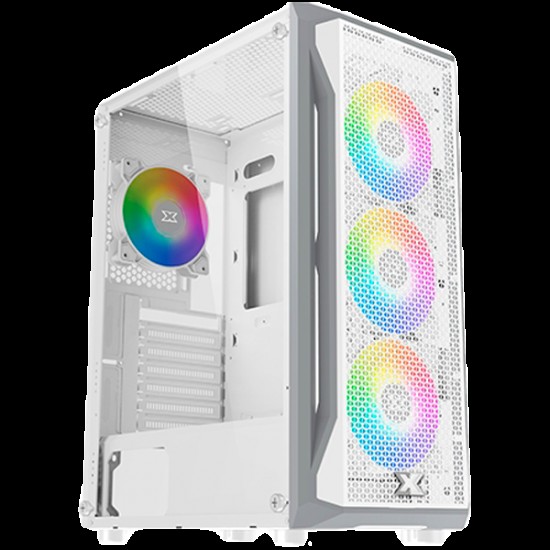 Xigmatek Gaming X Arctic EN46737, White Chassis, ATX/M-ATX/Mini ITX, U3x1+U2x2, Metal FP & Left TG, 4PCS X24A Arctic Fan & LED Switch ARGB Fan PCB