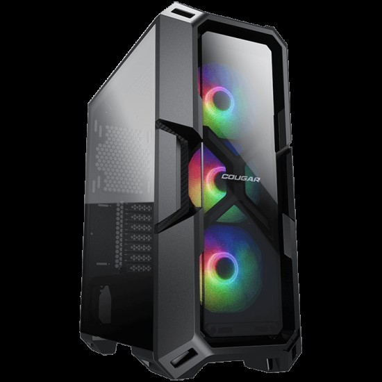 COUGAR MX440-G RGB, Mid-Tower, Mini ITX/Micro ATX/ATX, 215x505x424(mm), USB 3.0 x 2, USB 2.0 x 1, Mic x 1 / Audio x 1, RGB Button, 4mm Tempered Glass Front and Left Panel, 120mm ARGB Fans x 3 pre-installed, Maximum Number of Fans: 6