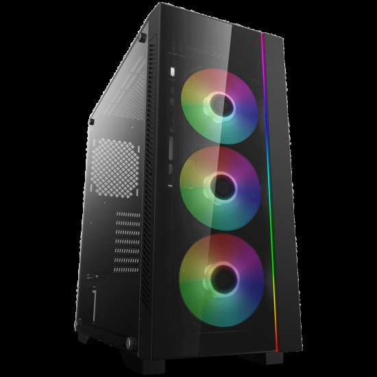 DeepCool MATREXX 55 3F A-RGB, Mid Tower Case, E-ATX/ATX/Micro-ATX/Mini-ITX, 2xUSB2.0, 1xUSB3.0, 1xAudio, 1xMic, ABS+SPCC+Tempered Glass, Mesh Panel, Pre-installed: Front 3×120mm ADD-RGB FAN, DP-ATX-MATREXX55V3-AR-3F