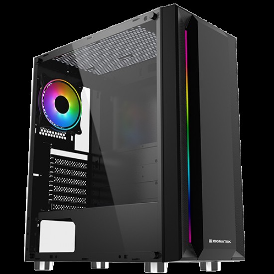 Chassis Helios EN43224, ATX, M-ATX, Mini ITX USB3.0x1 + USB2.0x2, Rainbow LED Stripe Frontpanel, Left Tempered Glass, 1xCR120