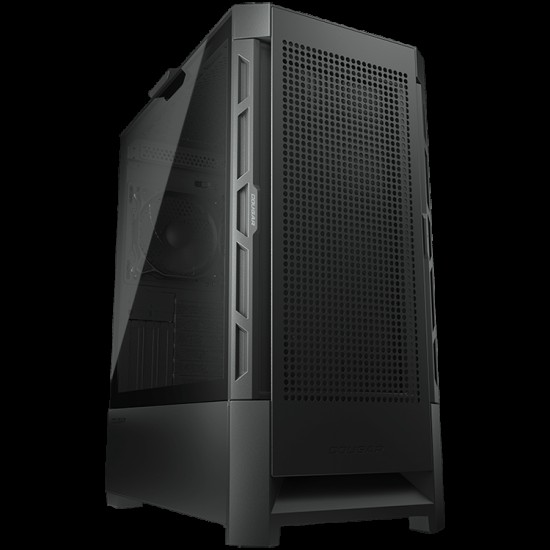 COUGAR case Airface, Mid Tower, MiniITX/MicroATX/ATX/ CEB/ E-ATX, 230 x 491 x 386 (mm), USB 3.0 x 2, USB 2.0 x 1, 4 Pole Headset Audio Jack x1, Reset Button, Airflow Panel, 120mm Black fan x 1 pre-installed, 4 mm Tempered glass