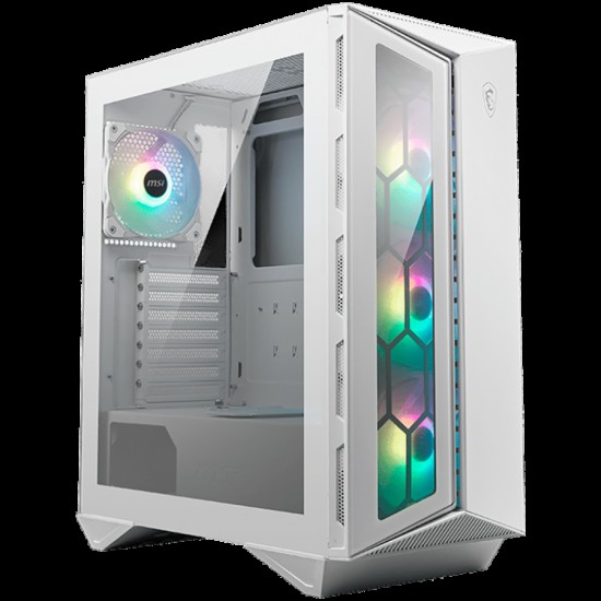 MSI MPG GUNGNIR 110R WHITE, Mid-Tower, ATX/Micro-ATX/Mini-ITX, 2x USB 3.2 Gen 1 Type-A, 1x USB 3.2 Gen 2x2 Type-C, 1x Audio/1x Mic, ARGB Hub, RGB Button, 4x 120mm ARGB Fans, Glass Front Panel, 4mm Tempered Glass