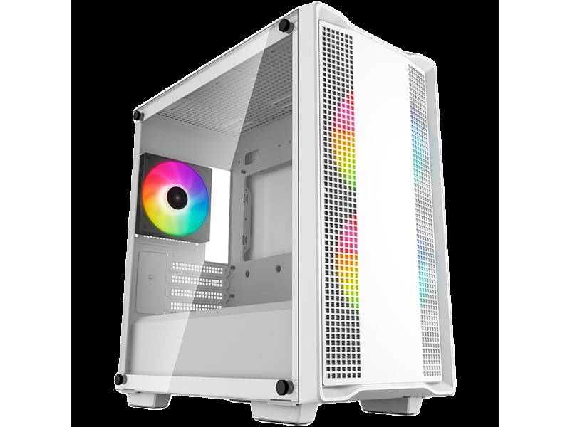 DeepCool CC360 ARGB WH, Mid Tower, Mini-ITX/Micro-ATX, 1xUSB3.0, 1xUSB2.0, 1xAudio, 3x120mm Pre-Installed ARGB Fans, Tempered Glass, Mesh Panel, White, R-CC360-WHAPM3-G-1