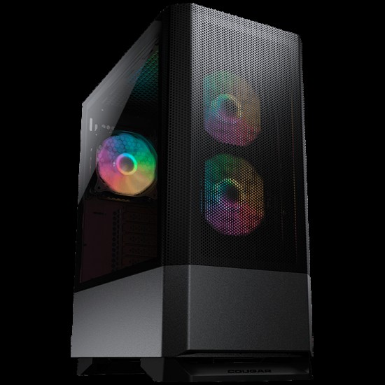 COUGAR MX430 Mesh RGB (Black), Mid Tower, Mini ITX / Micro ATX / ATX, USB 3.0 x 2, USB 2.0 x 1, Mic x 1 / Audio x 1, Reset Button, RGB Button, 4mm Tempered Glass, Onboard Lighting System