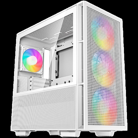 DeepCool CH560 WH, Mid Tower, Mini-ITX/Micro-ATX/ATX/E-ATX, 1xUSB3.0, 1xType-C, 1xAudio, 3x140mm + 1x120mm Pre-Installed ARGB Fans, Tempered Glass, Mesh Panels, GPU Support Arm, White, R-CH560-WHAPE4-G-1