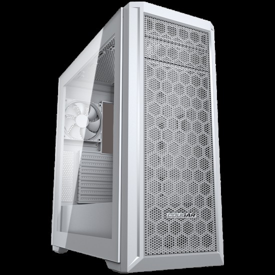 COUGAR MX330-G Pro White, Mid Tower, Mini ITX/Micro ATX/ATX, Type-C, USB 3.0 x 2, USB 2.0 x 1, Audio/Mic 3.5mm jack x 1, 120mm pre-installed fan, Tempered glass, 209 x 495 x 475 (mm)