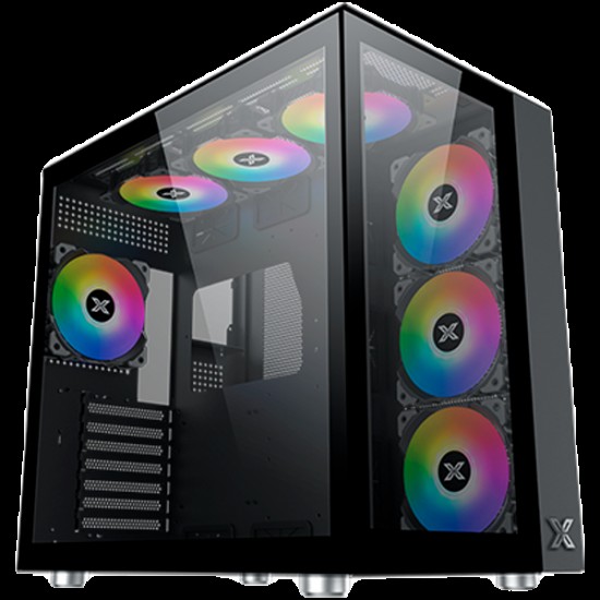 Aquarius Pro EN49417 Black, ATX/M-ATX/Mini ITX, USB3.0x2+USB2.0x2+Type C, Front & Left TG, 7PCS X24A & Galaxy II Fan Control Kit