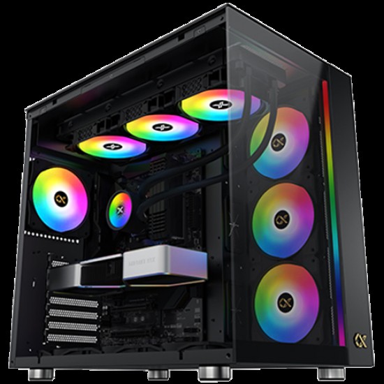 Xigmatek AQUA Ultra Air EN41907, Black, E-ATX/ATX/M-ATX/MINI ITX, USB 3.0 X 2, USB 2.0 X 2, USB-C X 1, HD AUDIO, Mesh Top, Front & Left TG, ARGB Strip, 7PCS Z20A&Galaxy II Fan Control Kit