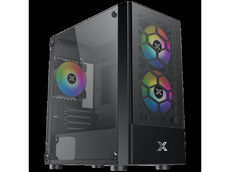 Xigmatek Oreo Black EN47758, M-ATX, USB3.0x1+USB2.0x2, Meshed Grill FP, Left TG, 3PCS X24F Fixed RGB Fan