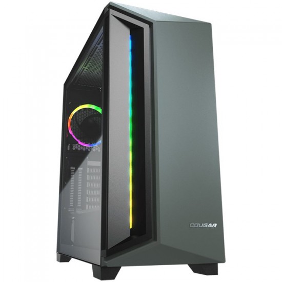 COUGAR Dark Blader X7 Midnight Green, Mid-Tower, Mini ITX/Micro ATX/ATX/CEB/E-ATX, USB 3.0 x 2, USB 2.0 x 1, Mic x1/Audio x1, RGB Button, Tempered Glass Left Panel, ARGB VK120 Rear fan x 1 pre-installed, Onboard Lighting System, RGB Syn