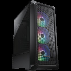 COUGAR Archon 2 Mesh RGB (Black), Mid Tower, 3x 120 ARGB Fans, RGB Button, 3mm Tempered Glass, Mini ITX / Micro ATX / ATX, USB 3.0 x 2, USB 2.0 x 1, Mic x 1 / Audio x 1