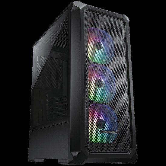 COUGAR Archon 2 Mesh RGB (Black), Mid Tower, 3x 120 ARGB Fans, RGB Button, 3mm Tempered Glass, Mini ITX / Micro ATX / ATX, USB 3.0 x 2, USB 2.0 x 1, Mic x 1 / Audio x 1