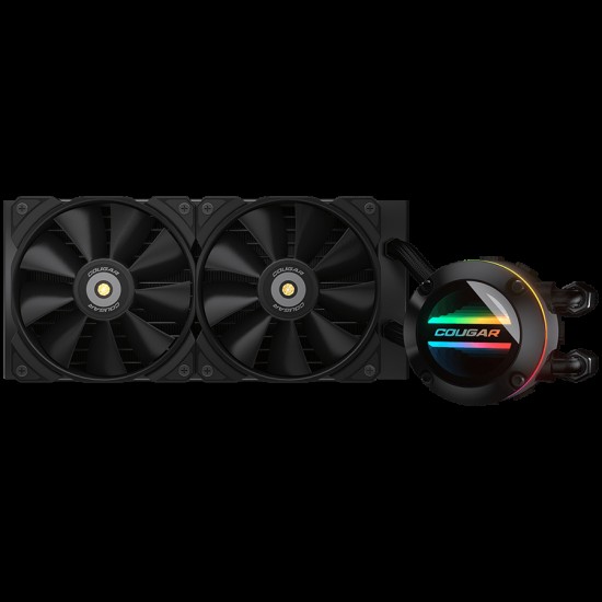 COUGAR Poseidon GT 240 AIO, 2x Cougar MHP 120mm 2000rpm PWM Fans, ARGB Lighting with Infinity Mirror, Rotatable Pump Head, ZrO₂ Pump Bearing, Intel LGA 115X/1366/1200/1700/2011/2066, AMD TR4/TRX4/AM5/AM4/FM2/FM1/AM3+/AM3/AM2+/AM2