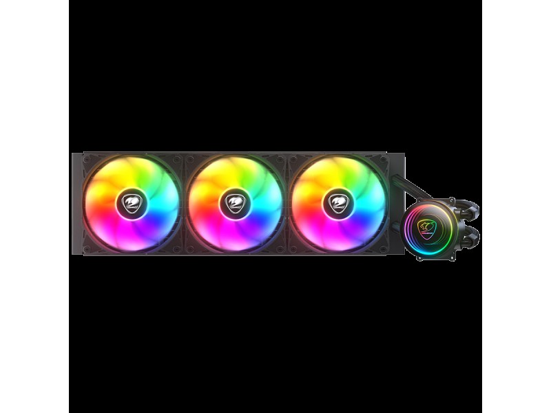 COUGAR Poseidon Elite ARGB 360 BK AIO Liquid Cooler, 3x Cougar MHP 120mm 2000rpm PWM Fans, ARGB Lighting with Infinity Mirror, 90-degree utteright fins, Intel LGA LGA1851 / LGA1700 / LGA1200 / LGA115X , AM5 / AM4 / AM3 / AM2 / FM2 / FM1