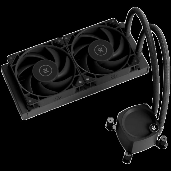 EK-Nucleus AIO CR240 Dark, 2x EK-FPT FAN 120 PWM fans, Rotatable Pump Top, Intel Sockets LGA: 1150, 1151, 1155, 1156, 1200, 1700, 2011, 2011-3, 2066, AMD Sockets: AM4, AM5, 5 Year Warranty