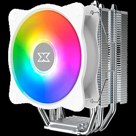 Windpower 964 RGB Arctic EN47604, White Top Fin, 92mm White RGB PWM Fan, Single Rainbow LED Mode, Reinforced Plastic Backplate