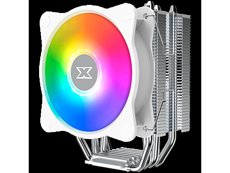 Windpower 964 RGB Arctic EN47604, White Top Fin, 92mm White RGB PWM Fan, Single Rainbow LED Mode, Reinforced Plastic Backplate