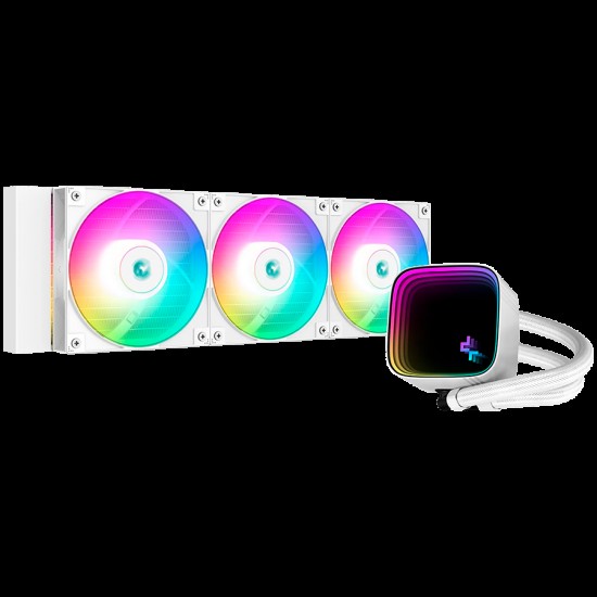 DeepCool LS720 SE White, 360mm CPU Liquid Cooler, 3x120mm FK120 PWM Fans, ARGB Multidimensional Infinity Mirror Top Cap, Black, LGA 1700/1200/1151/1150/1155, AMD AM5/AM4, 5Y, R-LS720-WHAMMM-G-1