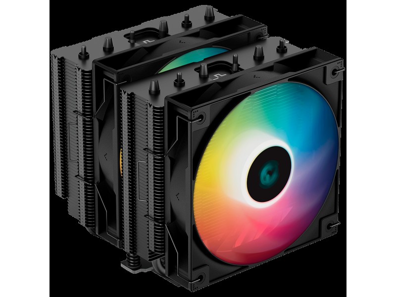 DeepCool AG620 BK ARGB, CPU Air Cooler, 2x120mm ARGB PWM Fan, TDP 260W, 6 Heatpipes, LGA2066/2011-v3/2011/1700/1200/115x, AMD AM5/AM4, 129x136x157 mm(LxWxH), 2Y, R-AG620-BKANMN-G-2