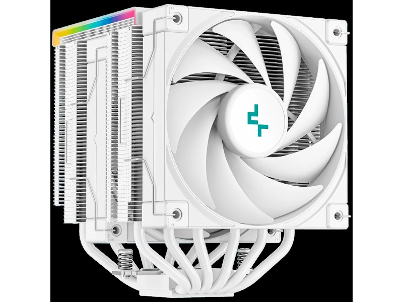 DeepCool AG620 Digital WH, CPU Air Cooler, White 2x120mm ARGB PWM Fan, TDP 260W, 6 Heatpipes, Intel LGA2066/2011-v3/2011/1700/1200/115x, AMD AM5/AM4,129×138×162 mm(L×W×H), Fluid Dynamic Bearing, 2y, R-AK620-WHADMN-G