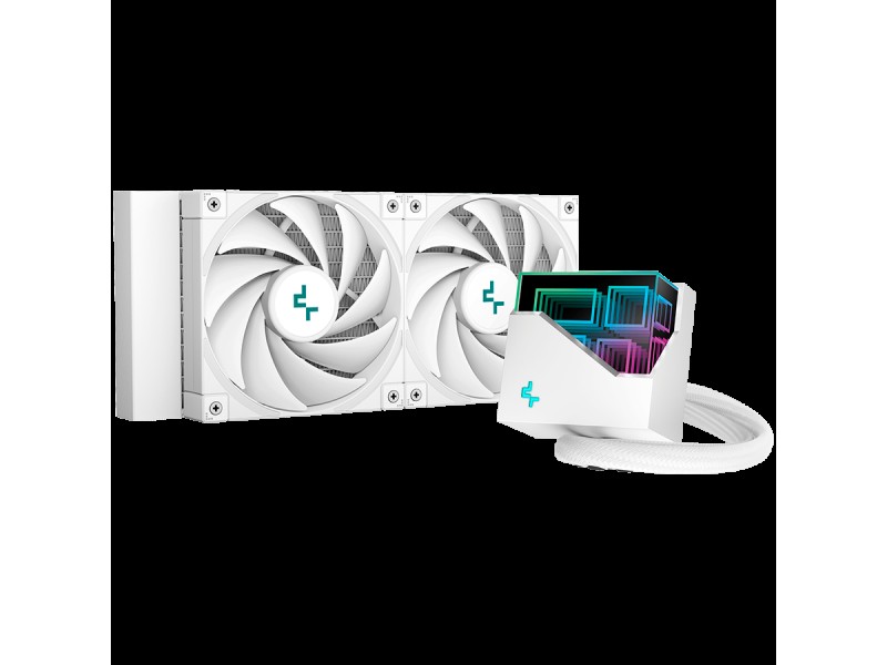 DeepCool LT520 WH, 240mm CPU Liquid Cooler, 2x120mm FK120 PWM FDB Fans, ARGB Multidimensional Infinity Mirror Top Cap, White, LGA 2066/2011-v3/2011/1700/1200/115x, AMD sTRX4/sTR4/AM5/AM4, 5Y, R-LT520-WHAMNF-G-1