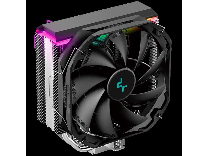 DeepCool AS500, CPU Air Cooler, 1x140mm FK120 PWM FDB Fan, Addressable RGB LED, Fluid Dynamic Bearing, Intel LGA2066/2011-v3/2011/1700/1200/1151/1150/1155, AMD AM5/AM4, 142×102×164 mm(L×W×H) PLUS R-AS500-BKNLMP-G