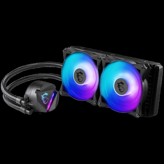 MSI MAG CORELIQUID 240R V2 Liquid Cooler, 2x 120mm ARGB 2000rpm PWM Fans, ARGB Block, Radiator Pump Design, Rotatable Blockhead, Intel LGA 115x/1200/1700/1366/2011/2066, AMD AM5/AM4/FM2+/FM2/FM1/AM3+/AM3/AM2+/AM2, 3Y Warranty