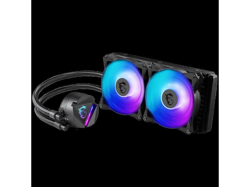 MSI MAG CORELIQUID 240R V2 Liquid Cooler, 2x 120mm ARGB 2000rpm PWM Fans, ARGB Block, Radiator Pump Design, Rotatable Blockhead, Intel LGA 115x/1200/1700/1366/2011/2066, AMD AM5/AM4/FM2+/FM2/FM1/AM3+/AM3/AM2+/AM2, 3Y Warranty