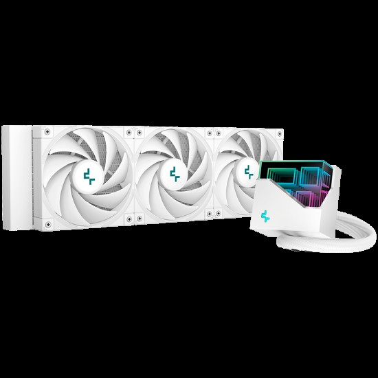 DeepCool LT720 WH, 360mm CPU Liquid Cooler, 3x120mm FK120 PWM Fans, ARGB Multidimensional Infinity Mirror Top Cap, White, LGA 2066/2011-v3/2011/1700/1200/115x, AMD sTRX4/sTR4/AM5/AM4, 5Y, R-LT720-WHAMNF-G-1
