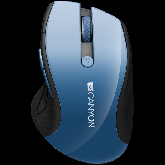 CANYON 2.4Ghz wireless mouse, optical tracking - blue LED, 6 buttons, DPI 1000/1200/1600, Blue Gray pearl glossy CANYON 2.4Ghz wireless mouse, optical tracking - blue LED, 6 buttons, DPI 1000/1200/1600, Blue Gray pearl glossy