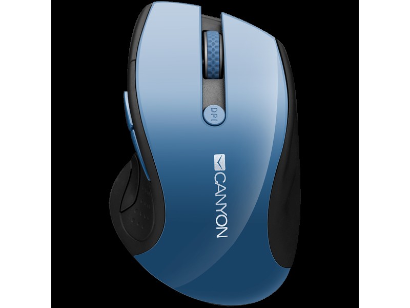 CANYON 2.4Ghz wireless mouse, optical tracking - blue LED, 6 buttons, DPI 1000/1200/1600, Blue Gray pearl glossy