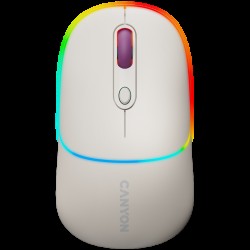 CANYON MW-22, 2 in 1 Wireless optical mouse with 4 buttons,Silent switch for right/left keys,DPI 800/1200/1600, 2 mode(BT/ 2.4GHz),  650mAh Li-poly battery,RGB backlight,Rice, cable length 0.8m, 110*62*34.2mm, 0.085kg
