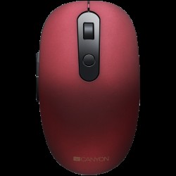 CANYON MW-9, 2 in 1 Wireless optical mouse with 6 buttons, DPI 800/1000/1200/1500, 2 mode(BT/ 2.4GHz), Battery AA*1pcs, Red, silent switch for right/left keys, 65.4*112.25*32.3mm, 0.092kg