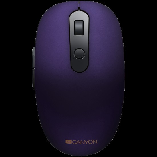 CANYON MW-9, 2 in 1 Wireless optical mouse with 6 buttons, DPI 800/1000/1200/1500, 2 mode(BT/ 2.4GHz), Battery AA*1pcs, Violet, silent switch for right/left keys, 65.4*112.25*32.3mm, 0.092kg