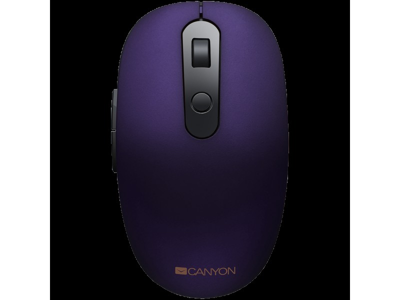 CANYON MW-9, 2 in 1 Wireless optical mouse with 6 buttons, DPI 800/1000/1200/1500, 2 mode(BT/ 2.4GHz), Battery AA*1pcs, Violet, silent switch for right/left keys, 65.4*112.25*32.3mm, 0.092kg
