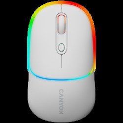 CANYON MW-22, 2 in 1 Wireless optical mouse with 4 buttons,Silent switch for right/left keys,DPI 800/1200/1600, 2 mode(BT/ 2.4GHz),  650mAh Li-poly battery,RGB backlight,Snow white, cable length 0.8m, 110*62*34.2mm, 0.085kg