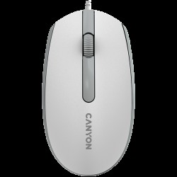 Canyon Wired  optical mouse with 3 buttons, DPI 1000, with 1.5M USB cable,White grey, 65*115*40mm, 0.1kg