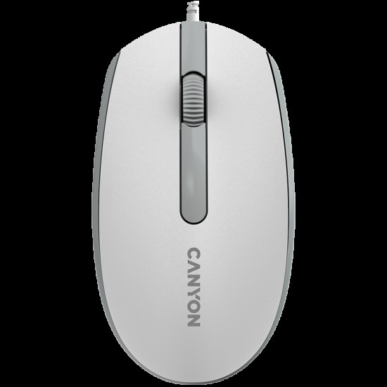 Canyon Wired  optical mouse with 3 buttons, DPI 1000, with 1.5M USB cable,White grey, 65*115*40mm, 0.1kg