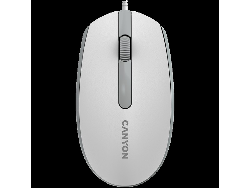 Canyon Wired  optical mouse with 3 buttons, DPI 1000, with 1.5M USB cable,White grey, 65*115*40mm, 0.1kg