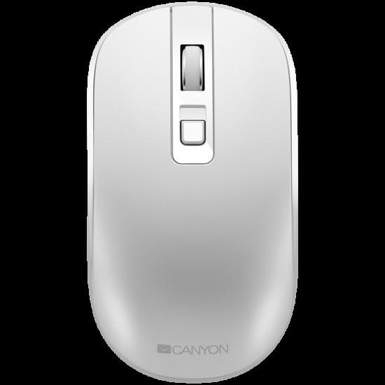 CANYON MW-18, 2.4GHz Wireless Rechargeable Mouse with Pixart sensor, 4keys, Silent switch for right/left keys,Add NTC DPI: 800/1200/1600, Max. usage 50 hours for one time full charged, 300mAh Li-poly battery, Pearl-White, cable length 0.6m, 116.4*63.3*32.