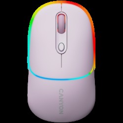 CANYON MW-22, 2 in 1 Wireless optical mouse with 4 buttons,Silent switch for right/left keys,DPI 800/1200/1600, 2 mode(BT/ 2.4GHz),  650mAh Li-poly battery,RGB backlight,Pearl rose, cable length 0.8m, 110*62*34.2mm, 0.085kg