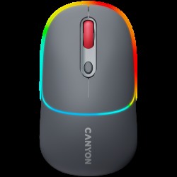 CANYON MW-22, 2 in 1 Wireless optical mouse with 4 buttons,Silent switch for right/left keys,DPI 800/1200/1600, 2 mode(BT/ 2.4GHz),  650mAh Li-poly battery,RGB backlight,Dark grey, cable length 0.8m, 110*62*34.2mm, 0.085kg