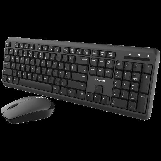 CANYON SET-W20, Wireless combo set,Wireless keyboard with Silent switches,105 keys,BG layout,optical 3D Wireless mice 100DPI black CANYON SET-W20, Wireless combo set,Wireless keyboard with Silent switches,105 keys,BG layout,optical 3D Wireless mice 100DPI black