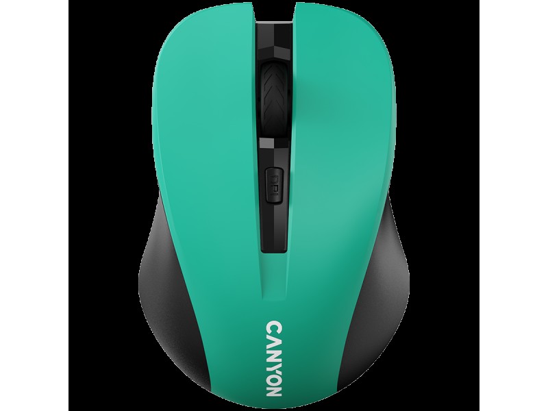 CANYON MW-1 2.4GHz wireless optical mouse with 4 buttons, DPI 800/1200/1600, Green, 103.5*69.5*35mm, 0.06kg