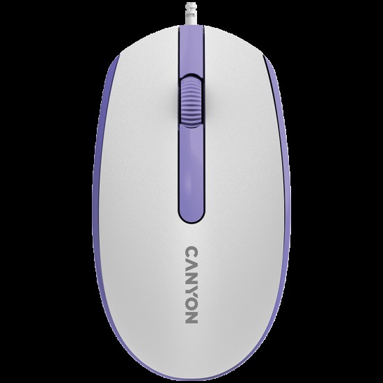 Canyon Wired  optical mouse with 3 buttons, DPI 1000, with 1.5M USB cable,White lavender, 65*115*40mm, 0.1kg