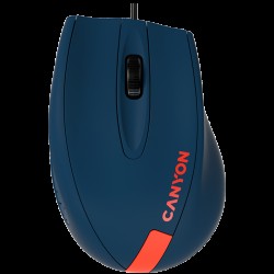 CANYON M-11, Wired Optical Mouse with 3 keys, DPI 1000 With 1.5M USB cable,Blue-Red,size 68*110*38mm,weight:0.072kg