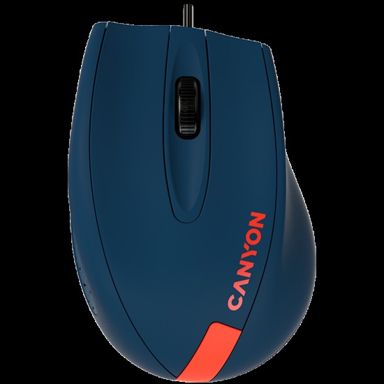 CANYON M-11, Wired Optical Mouse with 3 keys, DPI 1000 With 1.5M USB cable,Blue-Red,size 68*110*38mm,weight:0.072kg
