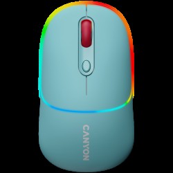CANYON MW-22, 2 in 1 Wireless optical mouse with 4 buttons,Silent switch for right/left keys,DPI 800/1200/1600, 2 mode(BT/ 2.4GHz),  650mAh Li-poly battery,RGB backlight,Dark cyan, cable length 0.8m, 110*62*34.2mm, 0.085kg