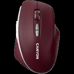 CANYON MW-21, 2.4 GHz Wireless mouse ,with 7 buttons, DPI 800/1200/1600, Battery: AAA*2pcs,Burgundy Red,72*117*41mm, 0.075kg